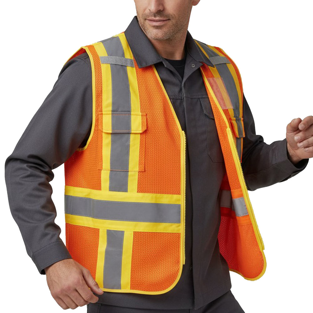 GILET IN RETE CON CERNIERA E TASCHE