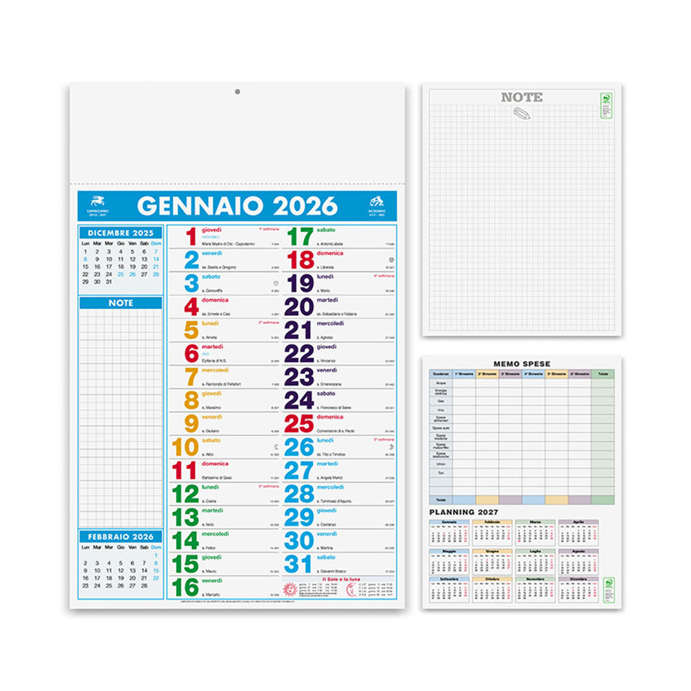 CALENDARIO MULTICOLOR NOTES