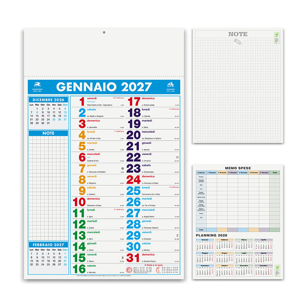 CALENDARIO MULTICOLOR NOTES