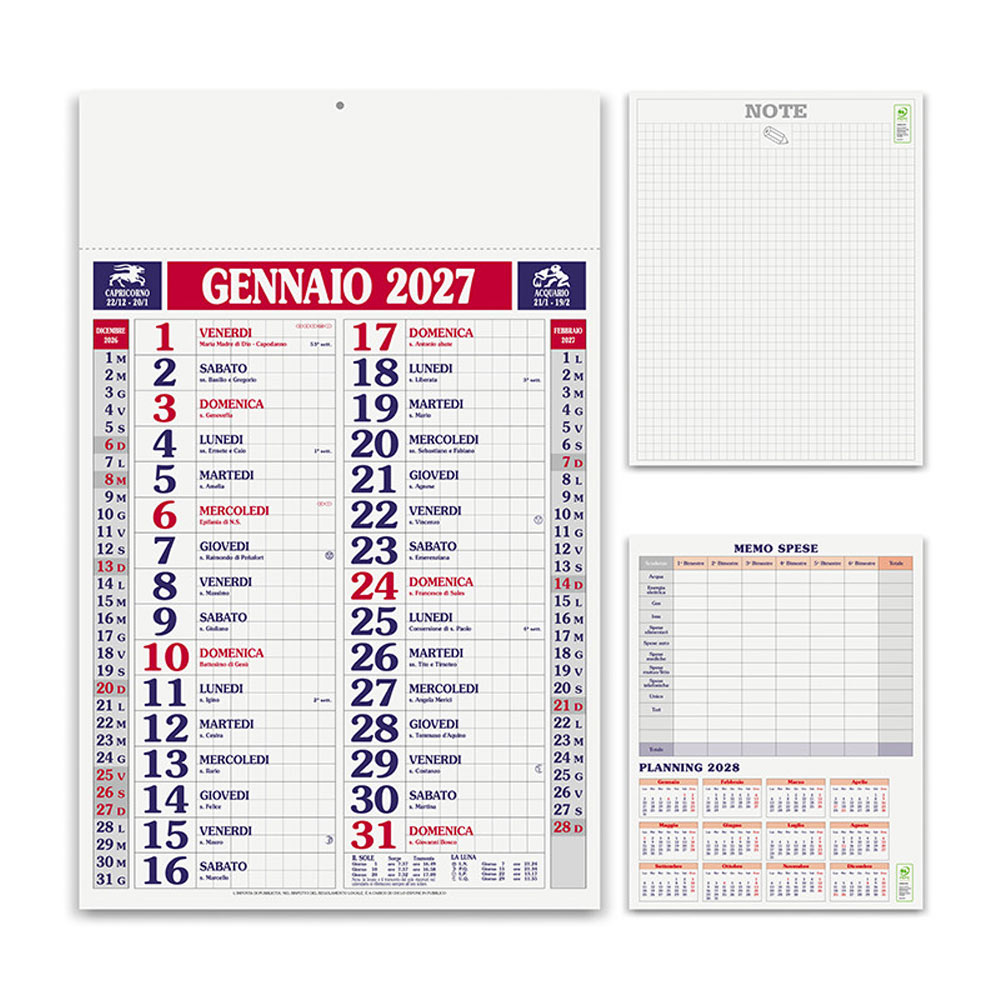 CALENDARIO OLANDESE QUADRETTATO