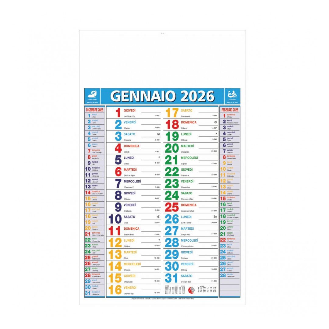 CALENDARIO OLANDESE MULTICOLOR 2026