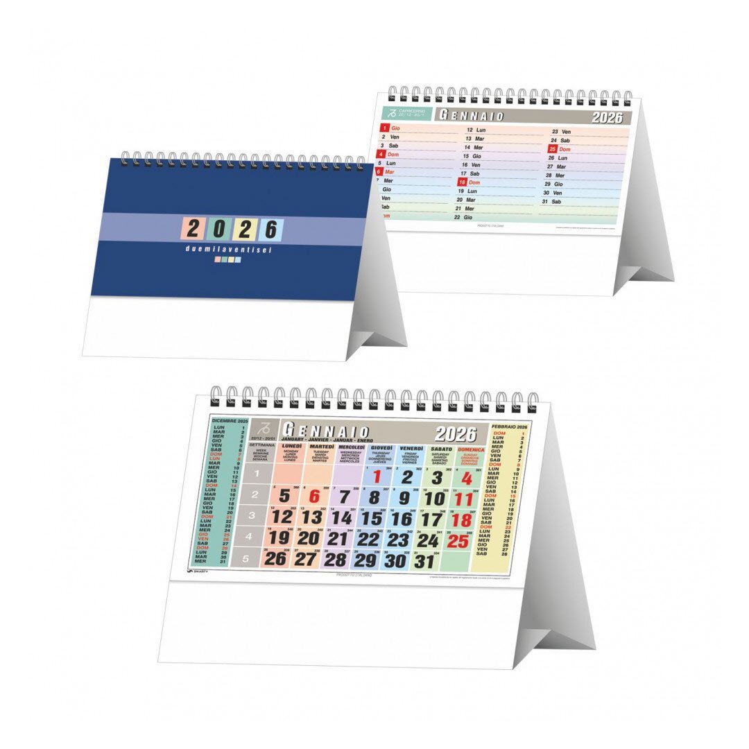 CALENDARIO DA TAVOLO MULTICOLOR 2026