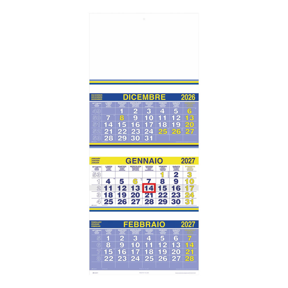 CALENDARIO TRITTICO BLU GIALLO