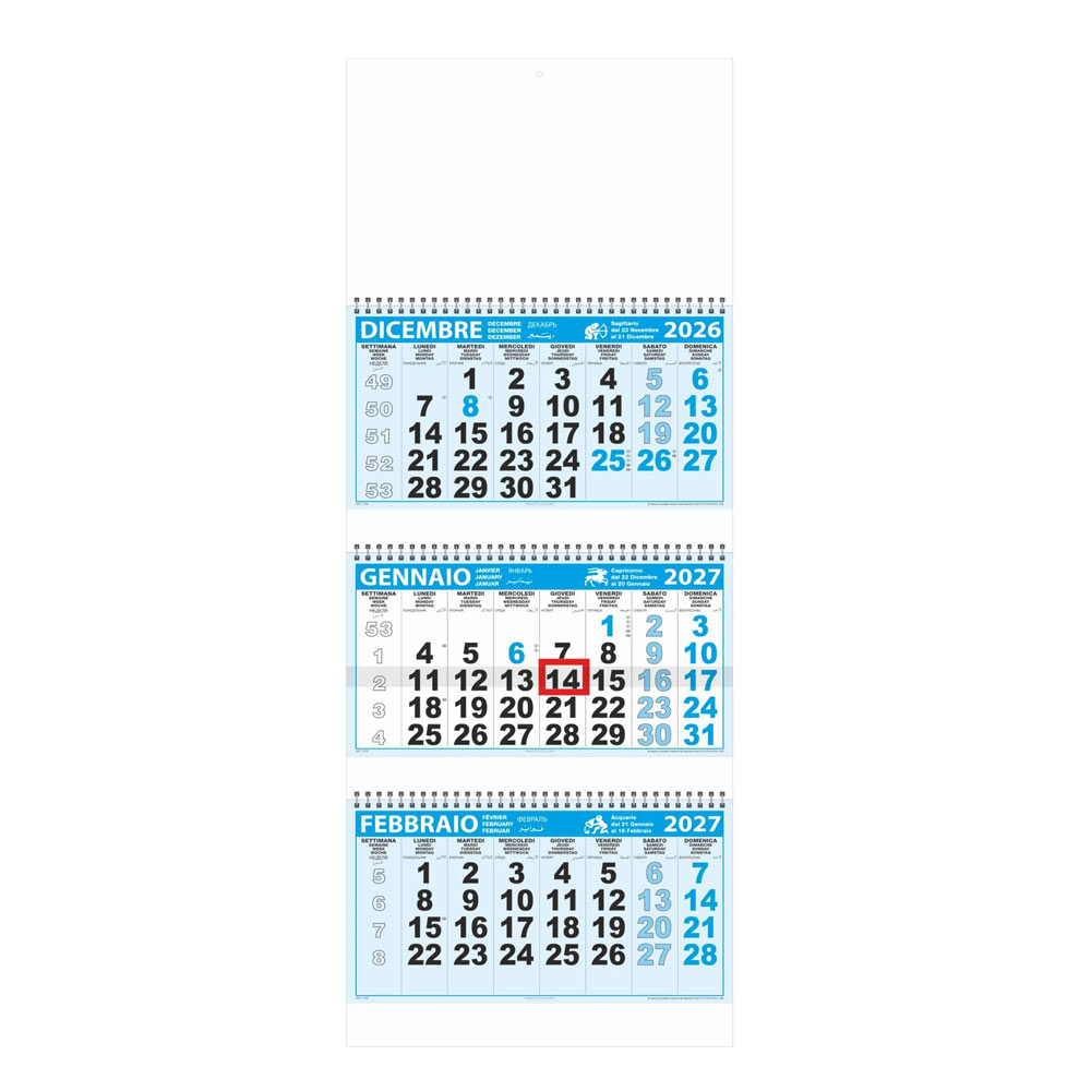 CALENDARIO TRITTICO AZZURRO