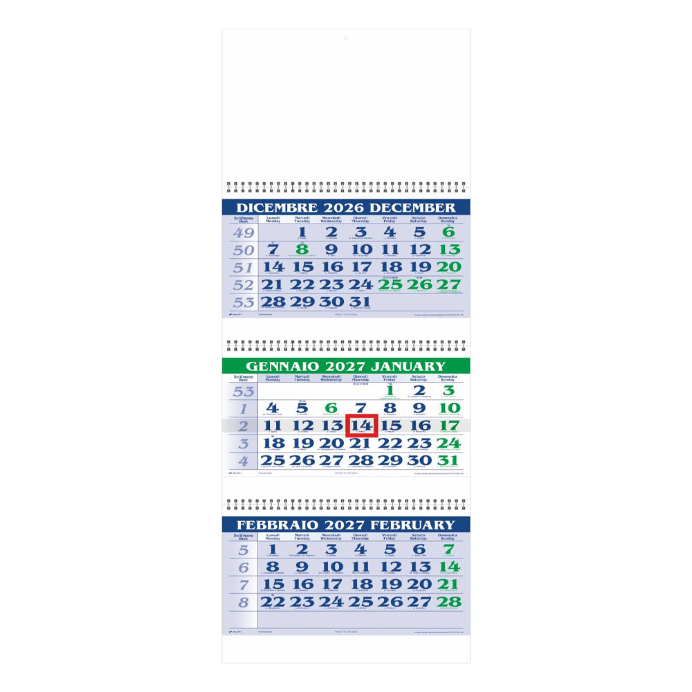 CALENDARIO TRITTICO CARTA NATURALE