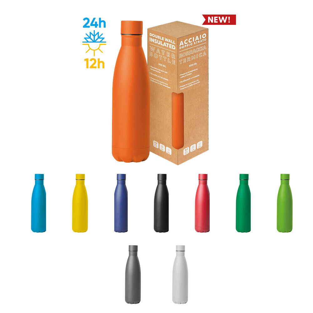BORRACCIA ACCIAIO STEEL MAT BOTTLE 500ML FLAT pc416 a.jpg