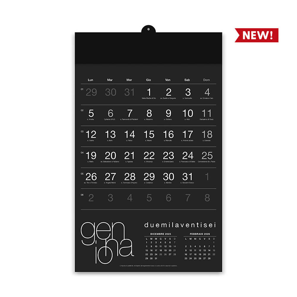 CALENDARIO OLANDESE BLACK 2026